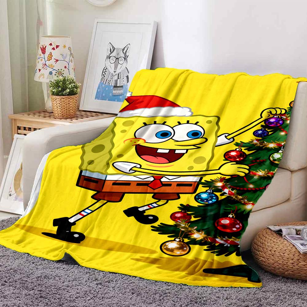 Christmas Spongebob Celebration Blanket Soft Throw Blanket For Home Bedroom Bed Sofa Travel Office Solid Christmas Blanket