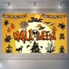 1pc Orenge Halloween Party Backdrop Scary Night Moon Ghost Skull Pumpkin Bats Banner for Halloween Party Background Decoration