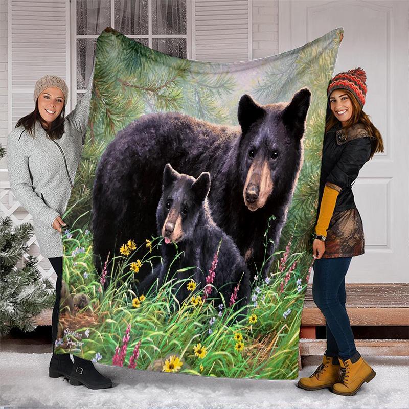 Coperta Morbida Famiglia Orsi Neri Perfetta per Tutte le Stagioni Comoda per Divano Ufficio Pisolini Viaggio Regalo di Compleanno Regalo di Natale