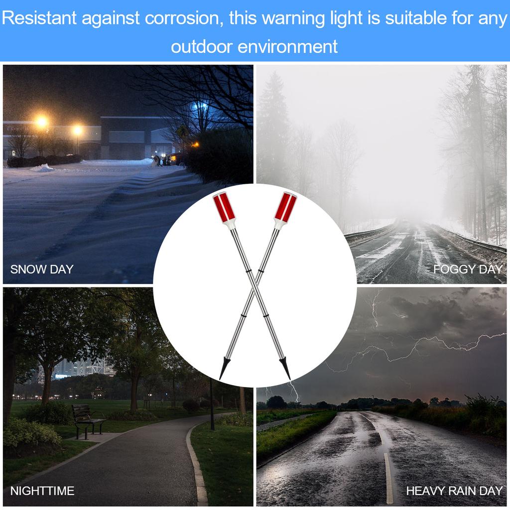 10Pcs Solar Powered Driveway Markers Lights Red Solar Lights Outdoor Driveway Lights Landscape Driveway Reflectors On Poles For Snow Road Outdoor Yard