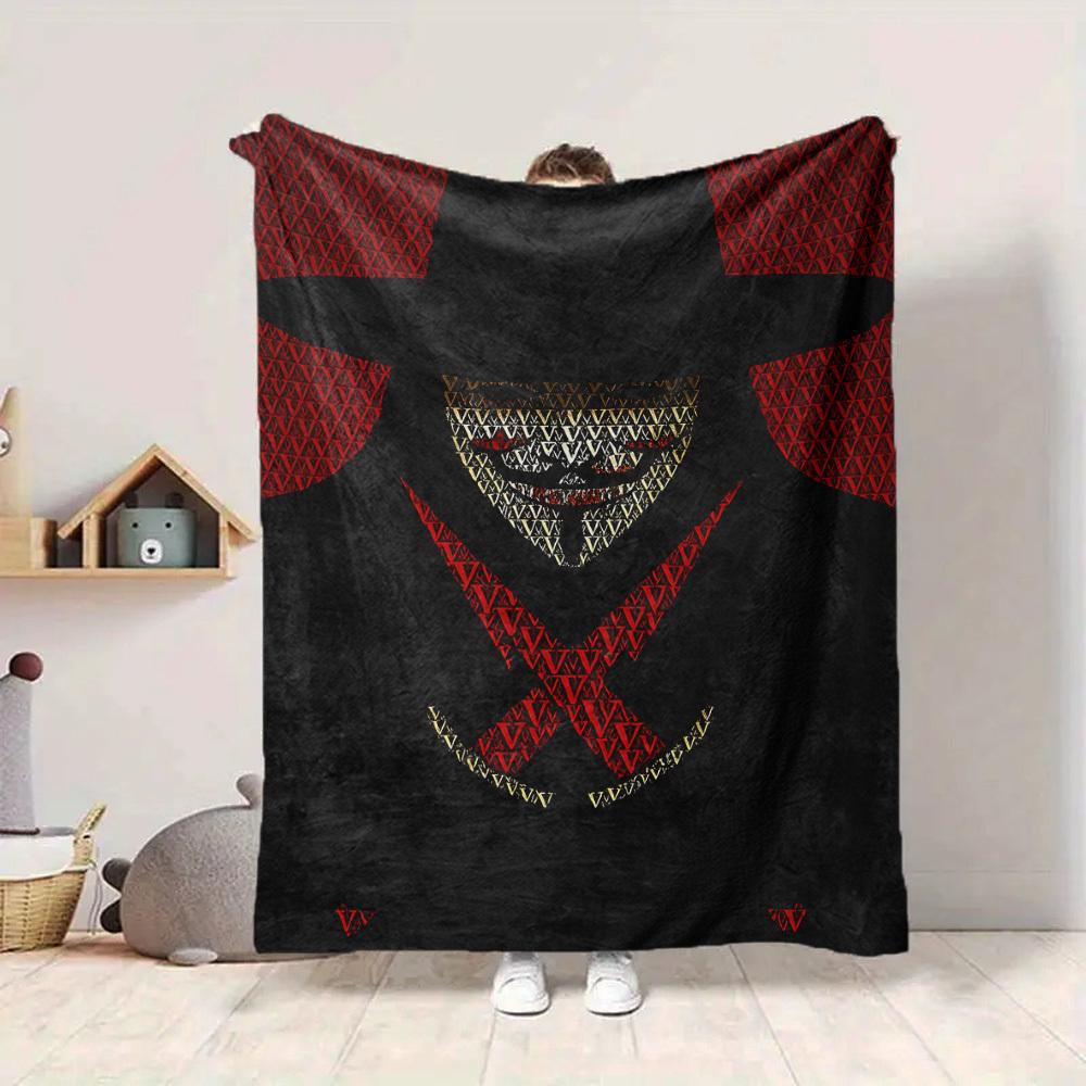 1pc V for Vendetta Flannel Throw Blanket - HD Printed Lightweight Soft Warm All-Season Blanket for Sofa, Bed, Travel, Camping 088
