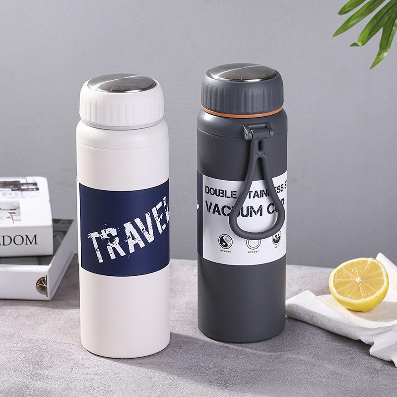 Palme Space Pot with Tea Net Hand Strap Stainless Steel Sports Thermos Cup Cup