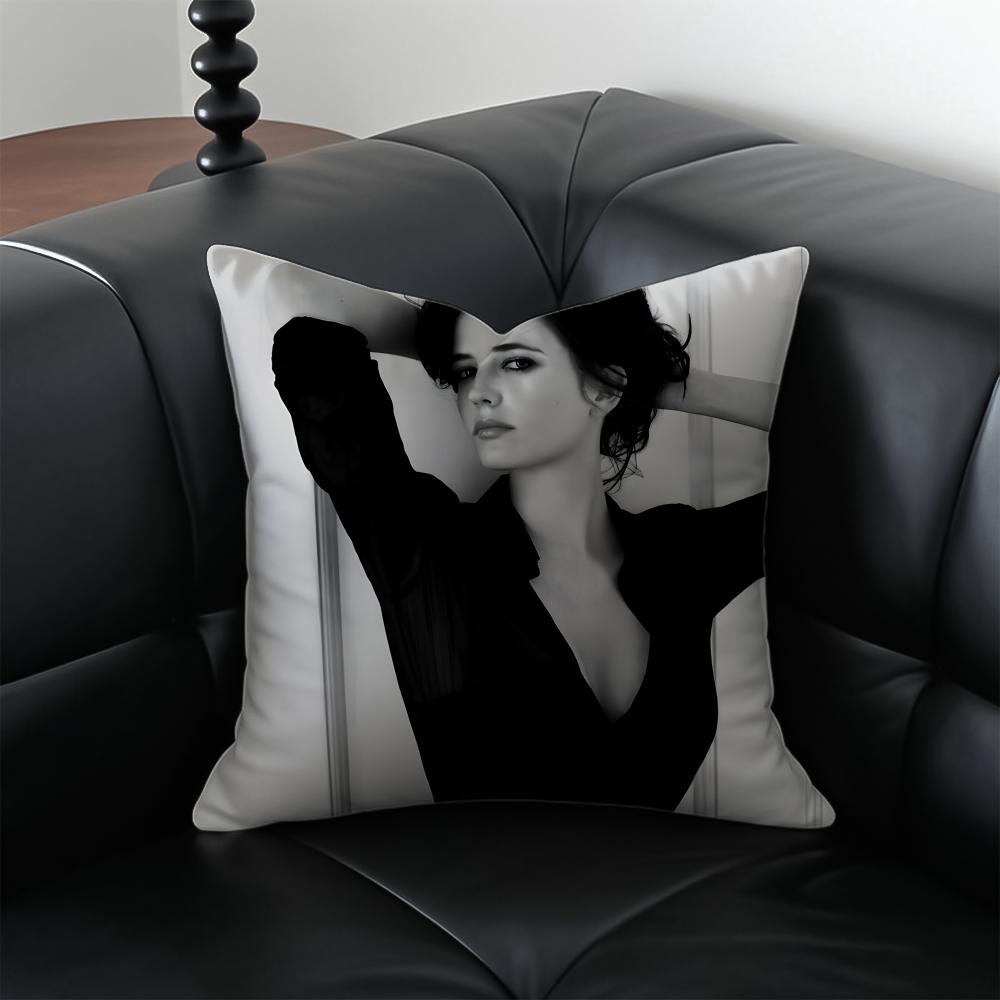 

EEva Green Cushion Cover Pillow Case Antidustmite Invisible zipper silky plush cushion 30X30cm