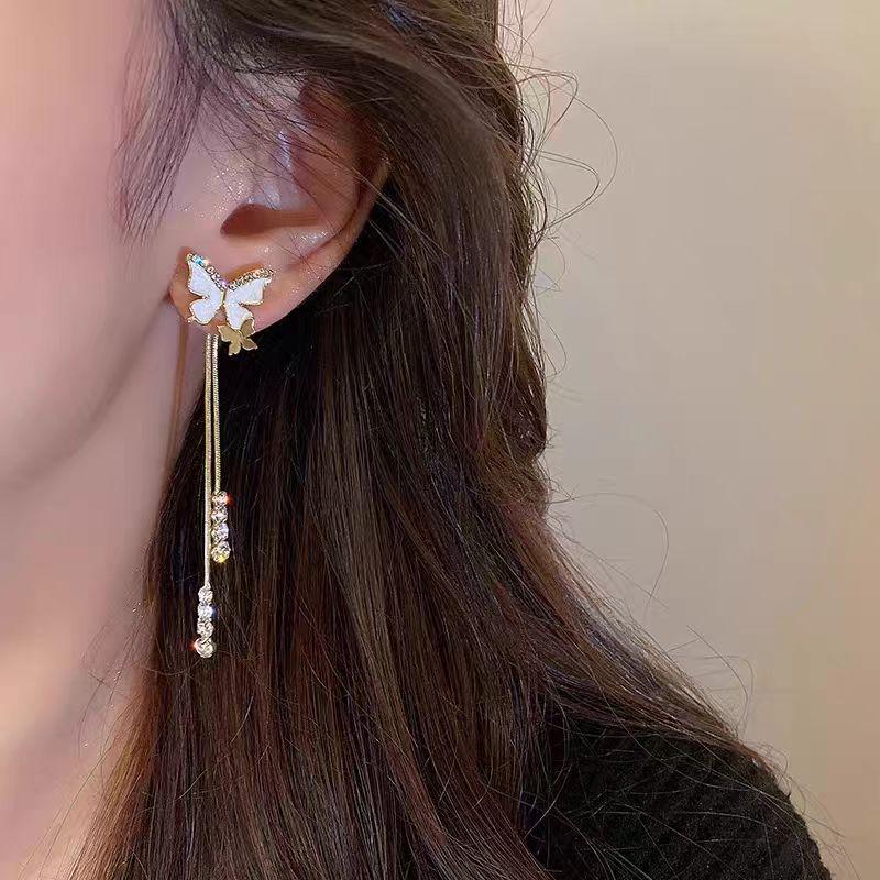 Multi-wear bow fringed earrings 2025 new design high-end earrings autumn and winter