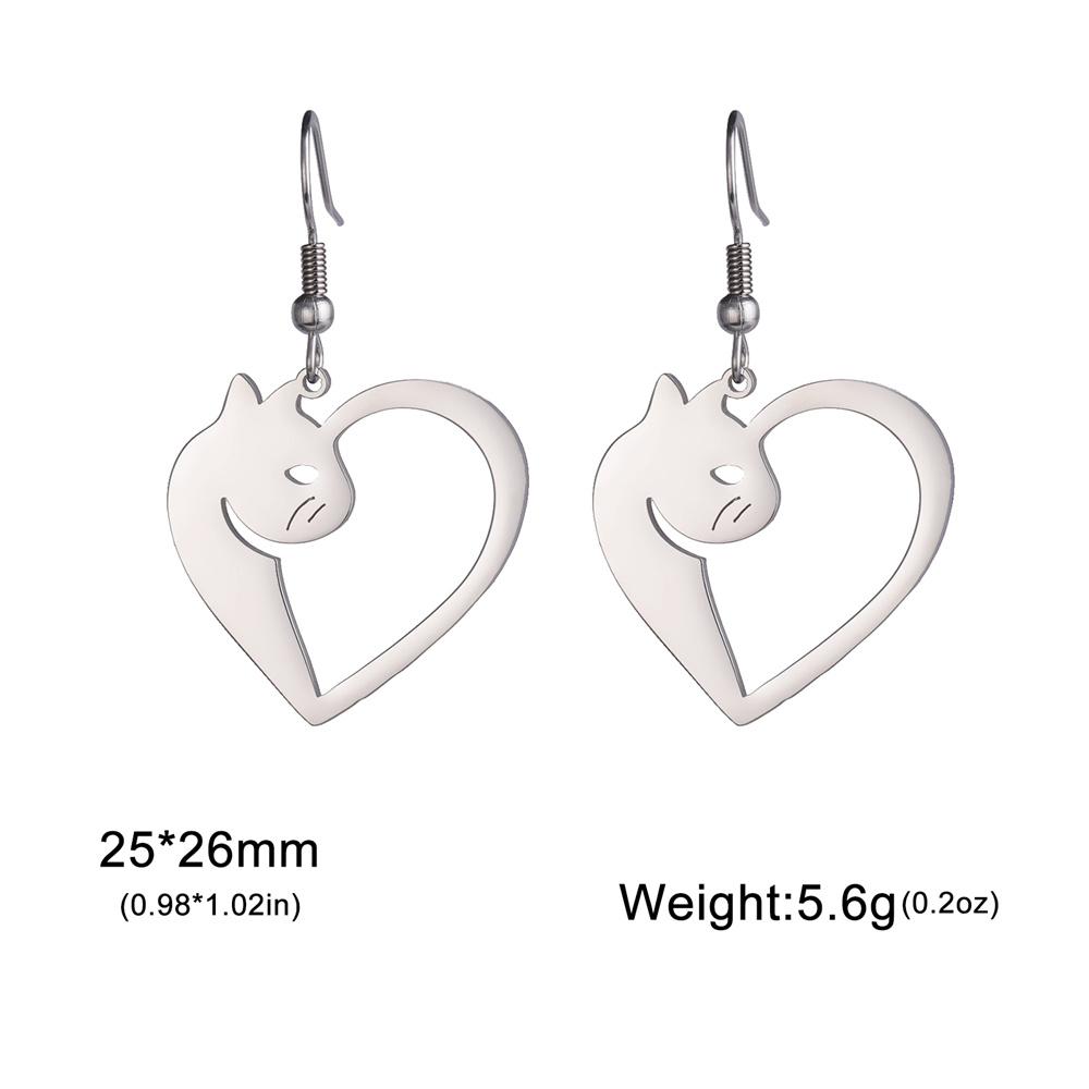 My Shape Cute Cat and Dog Dangle Earrings for Women Girls Stainless Steel Lovely Kitten Animal Drop Earring Fashion Jewelry Gift