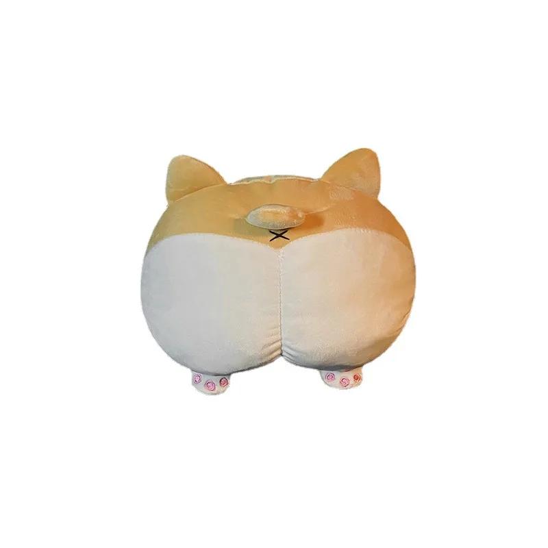 Plush Corgi Dog Butt Car Neck Pillow with Lumbar Support Cute Cartoon Dog Car Accessory Creative Travel Pillow Set