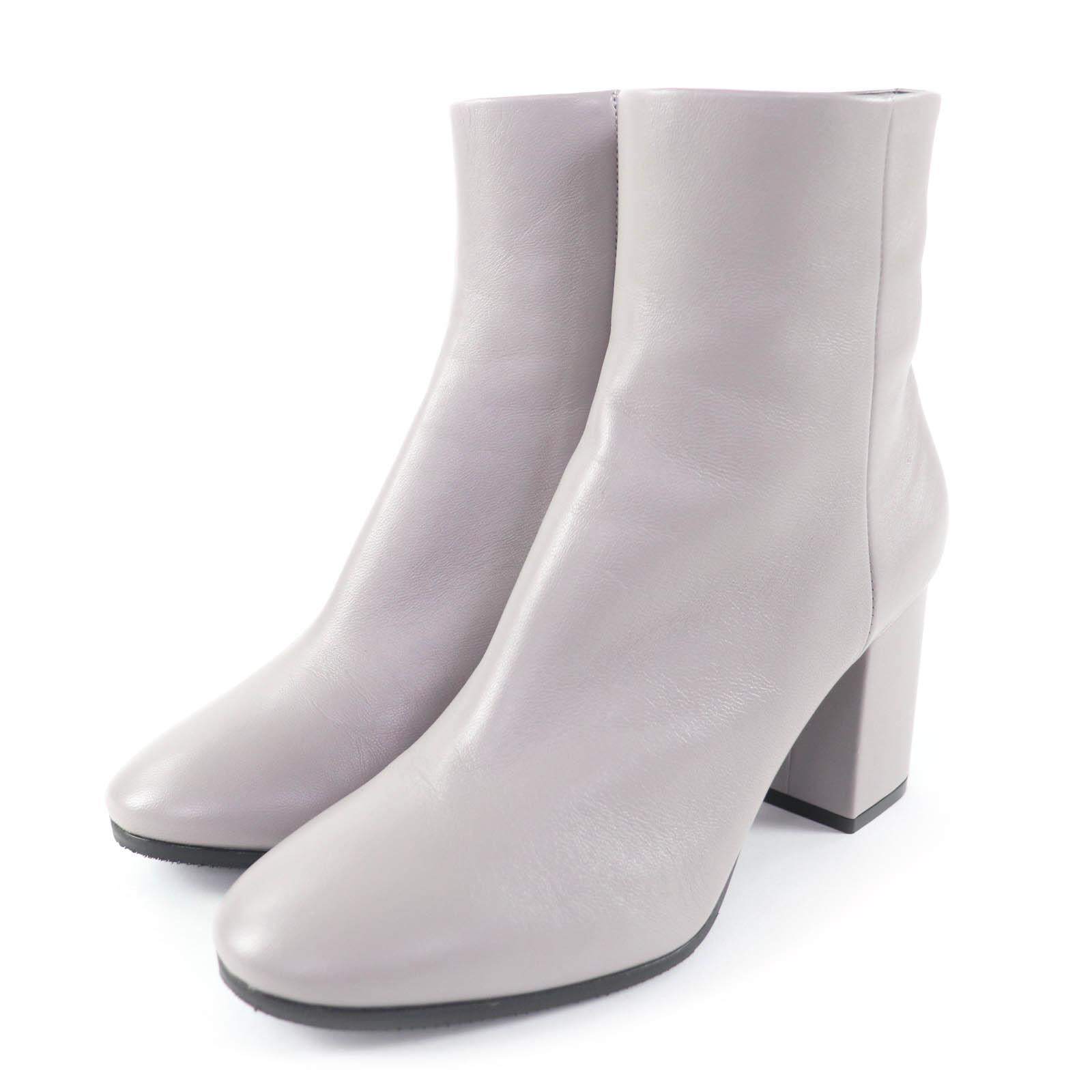 Идеальное состояние, короткие сапоги BALENCIAGA, серые, кожаные, женский размер 36, артикул 477242, б/у.