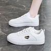 Spring Autumn Pure White Casual Sports Shoes Breathable Round Toe Lace Up Women's Casual Comfortbale Flat Sneakers