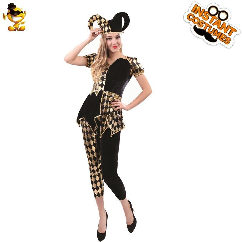 Halloween adult women's playing cards clown costume cosplay party stage performance costume distribution