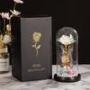 Gold Rose Glass Cover Ornament, Gold Leaf Flower LED Light Creative Christmas and Valentine's Day Gift