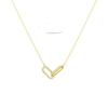 Copper Zirconia Paperclip Pendant Necklace with Double Oval Ring Brooch for Women
