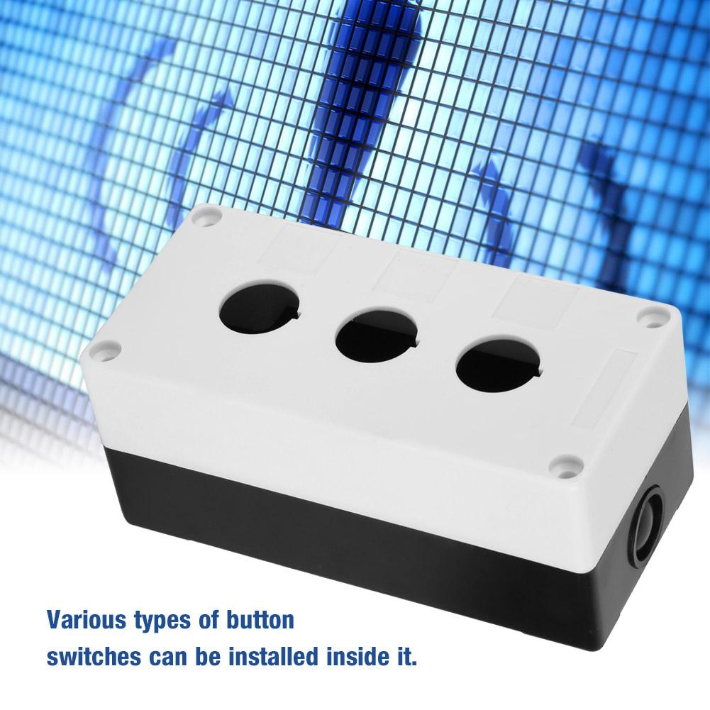BX3 22mm Interruttore a Pulsante a Tre Fori Scatola di Protezione di Controllo Custodia Impermeabile (bianca)
