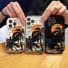 Cream Wave Curved Silicone Glossy Soft Case Sunset Coconut Tree Printed Shell Mobile Phone Back Cover for iPhone Samsung Xiaomi