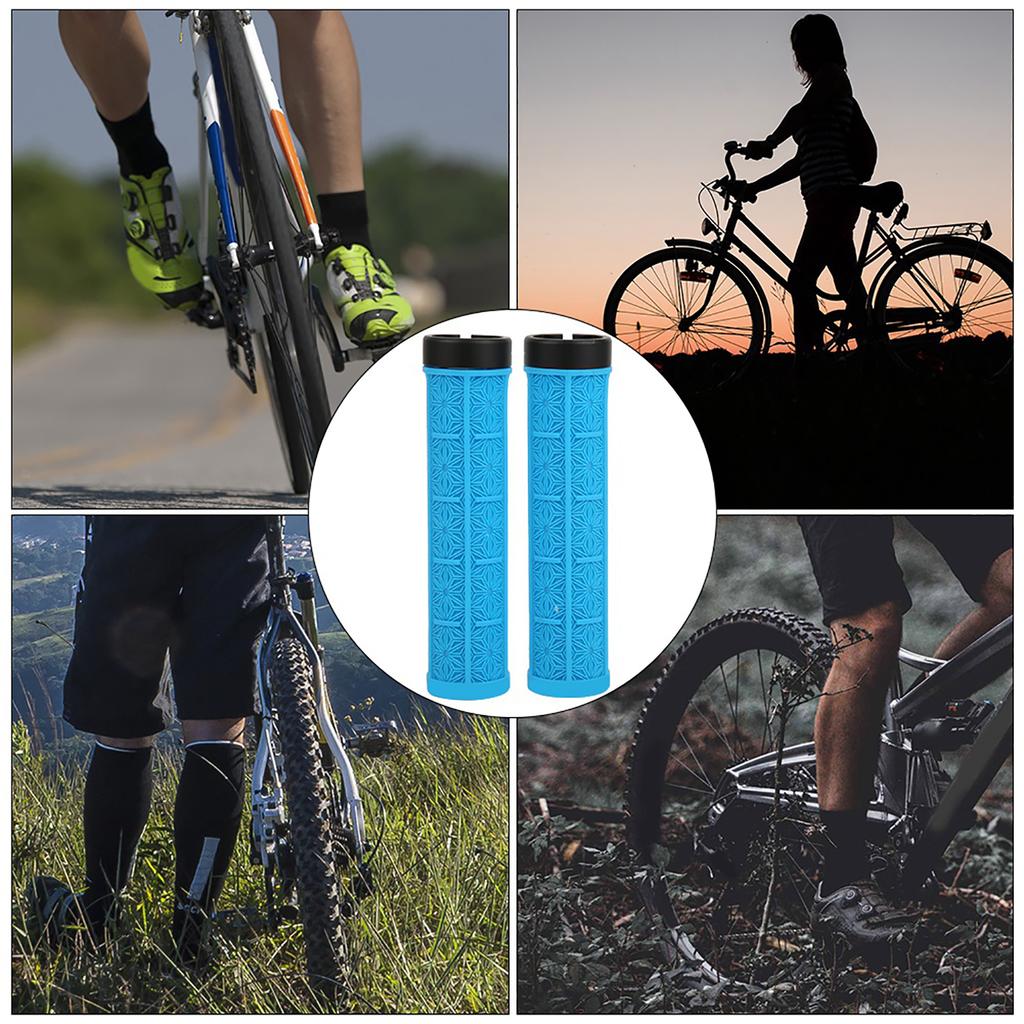 1Pair Mountain Bike Silicone Handlebar Grip Cover Unilateral Locked Non slip Bicycle Accessory(blue )