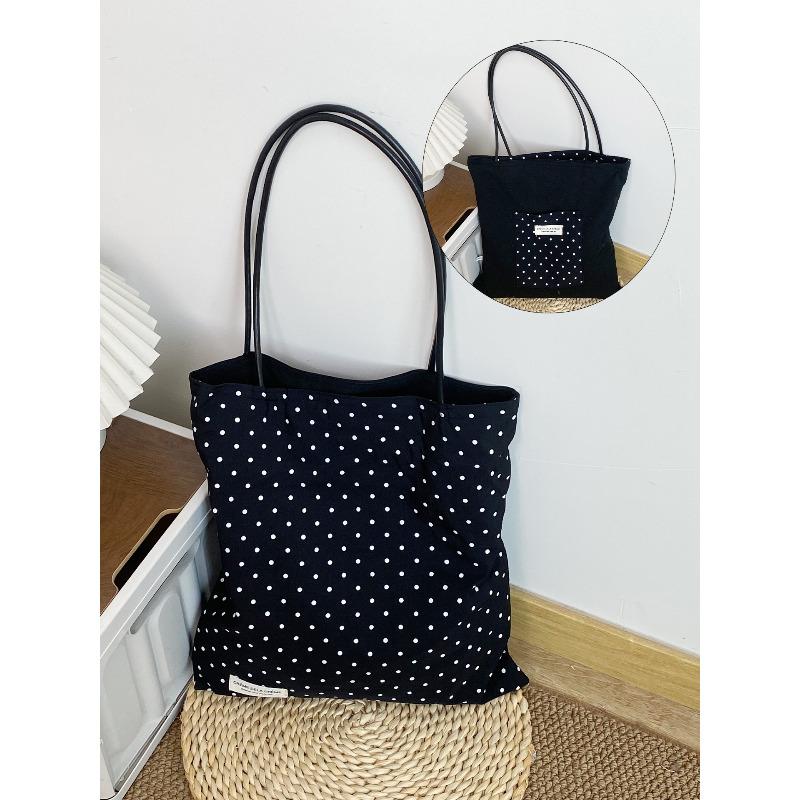 Spring New Korean Style Floral Double-Sided Shoulder Bag for Women Fresh Travel Canvas Tote Handbag