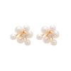 Elegant French Retro Floral Pearl Earrings - Geometric, Versatile, High-End Design for Women