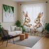 Single Panel Easter Bunny Curtain Rabbit Egg Pattern Pole Window Kids Room Spring Decor With Light Filtering Polyester