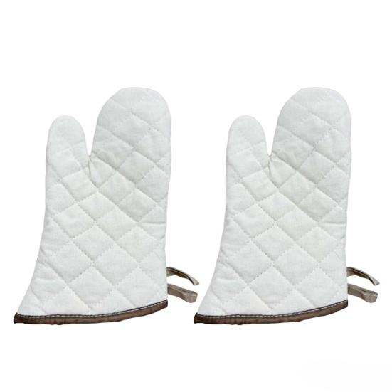 2Pcs Thickened Cotton Oven Mitts Heat-Resistant Baking Gloves for Microwave And Grill Non-Slip Machine Washable Essential Kitchen Tool