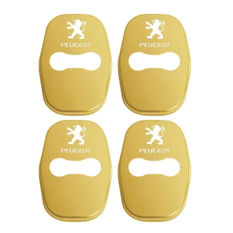 4pcs Car Door Lock Cover Protection Stickers Styling for Peugeot b 301 308 308S 408 508 508L 2008 3008 4008 5008 207CC 308CC