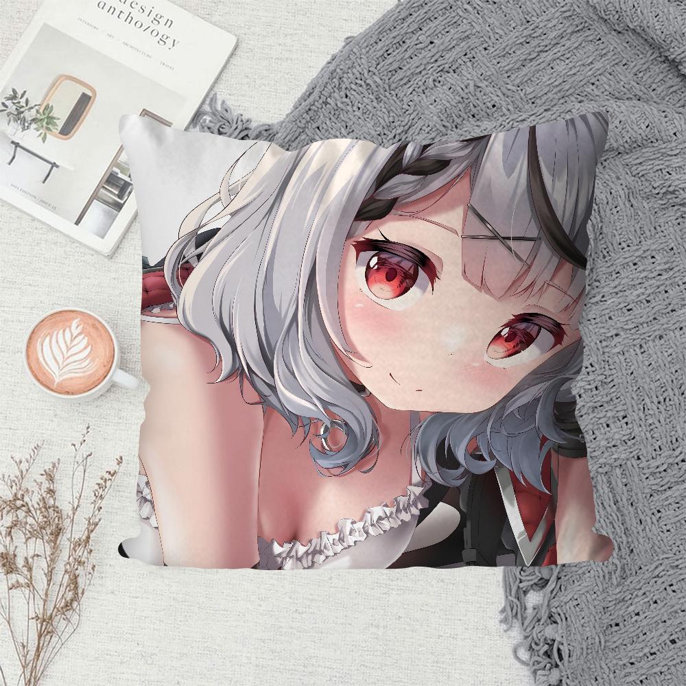 1PC Anime Girl Hololive Sakamata Chloe Game Pillow Case Sofa Decorative Home Double-sided Printing Short Plush Cushion Cover