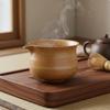 Matcha Bowl with Spout Song Period Style Firing Change Glaze Ceramic Tea Moss Green