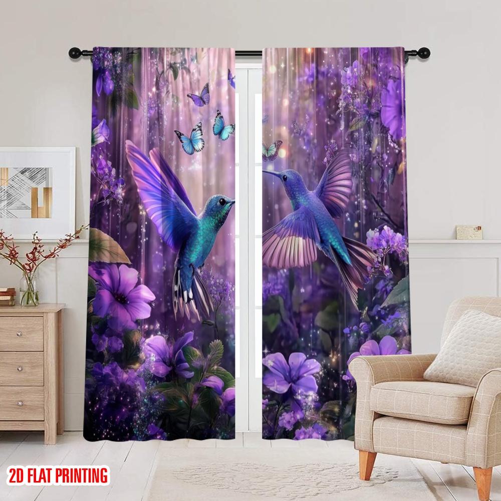2pcs,2D plane printing Popular Curtains FairyFlight Polyester Easy Install (without rod) Festive for Kitchen, Bedroom & Living