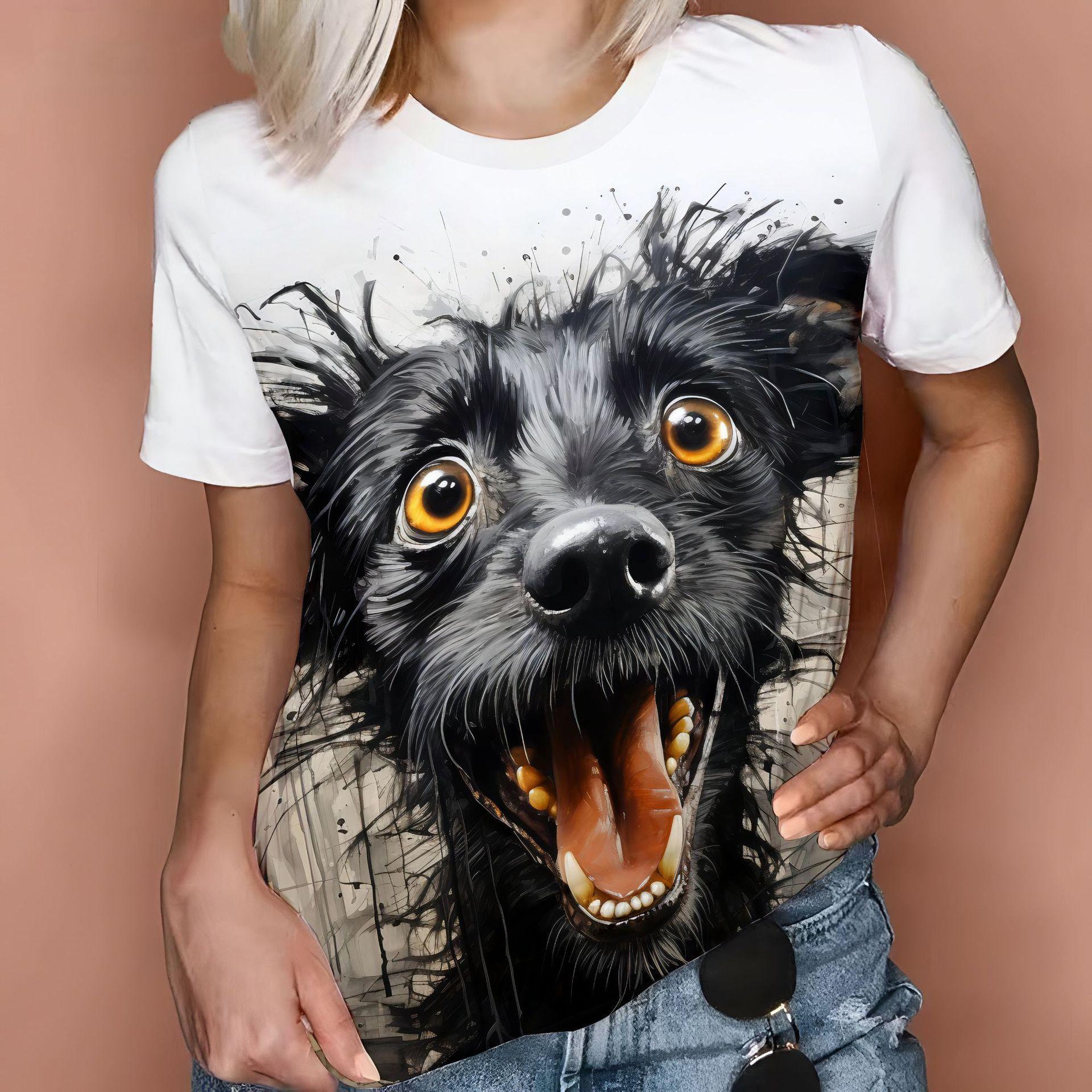 

Забавная футболка женская 3D с животным принтом, повседневный топ с коротким рукавом, одежда, летние футболки женские 6XL