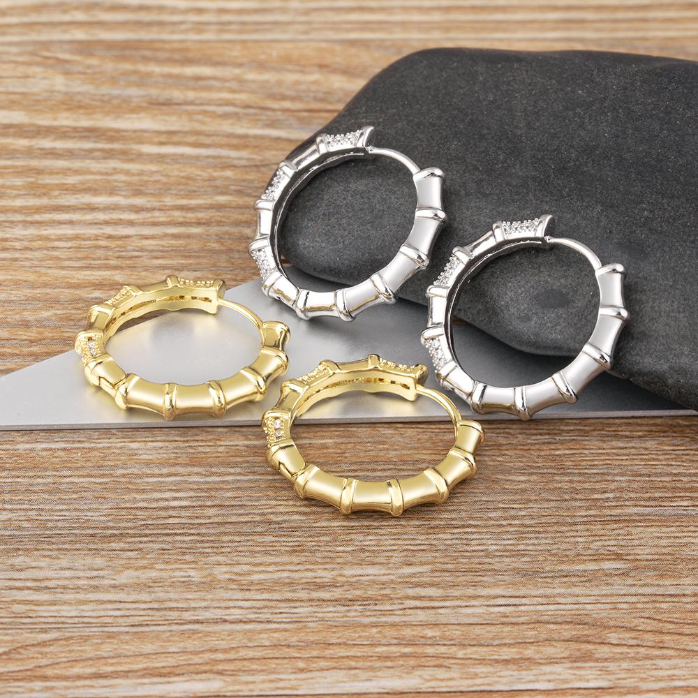 Nidin Gold/Silver Color Piercing Circle Charm Hoop Earrings Women Girls Party Wedding Engagement Trendy Punk Jewelry Gifts