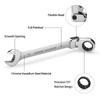 1PCS Flex-Head Ratcheting Combination Wrench Set,72-Teeth, Cr-V Constructed Metric 6-24mm for Hex Nuts Bolts Standoffs