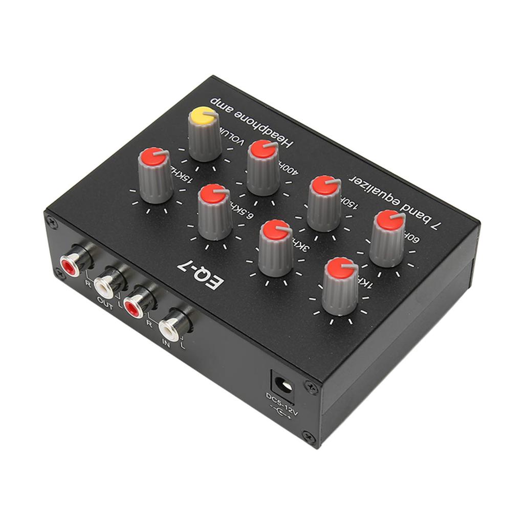 7 Band Sound Equalizer RCA Output Input 3.5mm Interface Dual Channel Digital Equalizer for Cars 100‑240V EU Plug