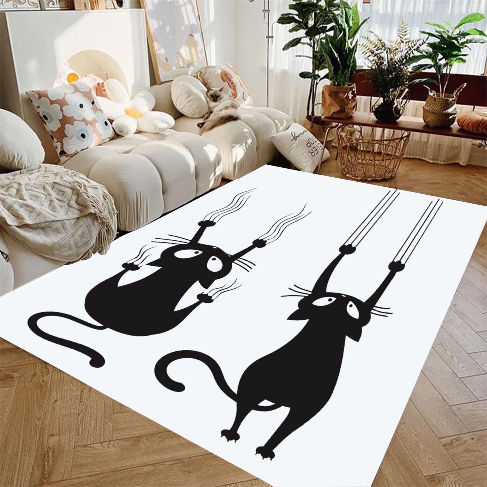 

Lovely Cat Carpet Living Room Bedroom Decor Kid Un-slip Parlor Floor Mat Surface Flannel Smooth Comfortable Carpet Birthday Gift 60x90cm