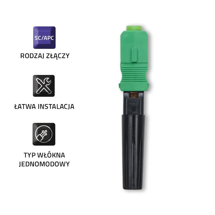 Qoltec SC/APC Fiber Optic Quick Connector | Singlemode | 3.0mm