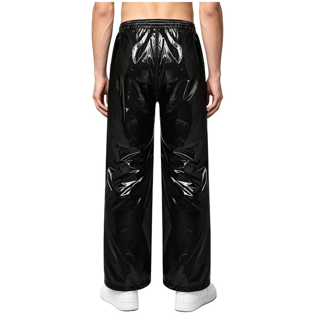 Men‘s Athletic Waterproof Pants S-3XL with Zipper Fly and Reflective Stripes Elastic Waist Straight Leg for Outdoor Sports
