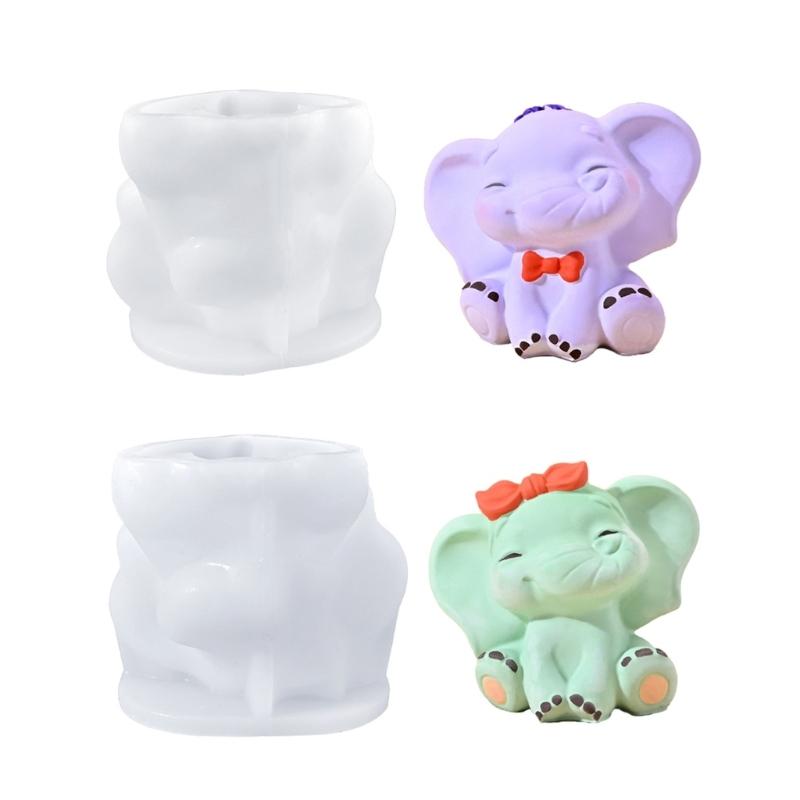Lovely 3D Elephant Sturdy Silicone Mould Home Accessory for Creating Gypsum Resin Figurine Decorations Daily Casual Use