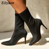 Eilyken Sexy Sock Boots Stretch High Heels for Women Spring Autumn Fashion Ankle Boots Female Shoes