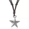 Unisex Hip Hop Retro Pentagram Hänge Läderhalsband
