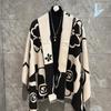 2025 Women's Light Luxury Black & White Camellia Shawl Cardigan - High-End Versatile Spring/Summer Scarf