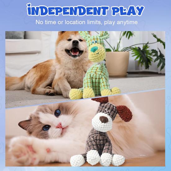 Interactive Squeaky Dog Toy Tough Stuffed Plush Animal Chew Toy for Aggressive Chewers Indestructible Teething Toy for Small Medium Large Dogs