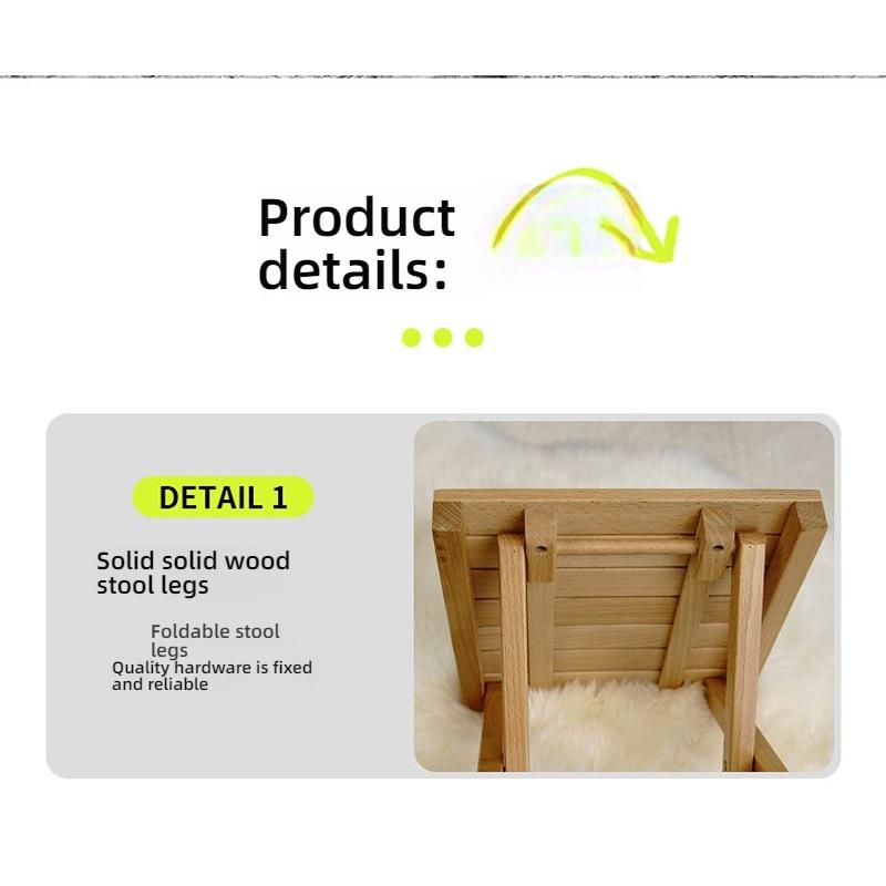 Folding low stool, shoe changing stool, household pony solid wood portable living room bench, sturdy fishing stool at the door