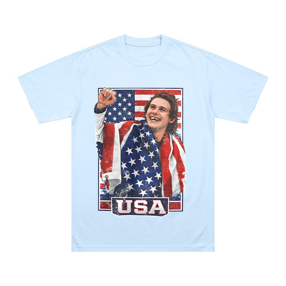 USA Ice Hockey Jack Hughes T Shirts USA Inspired Graphic Clothing Hockey Fan Tee Women Unisex High Quality Oneck Cotton Tshirts