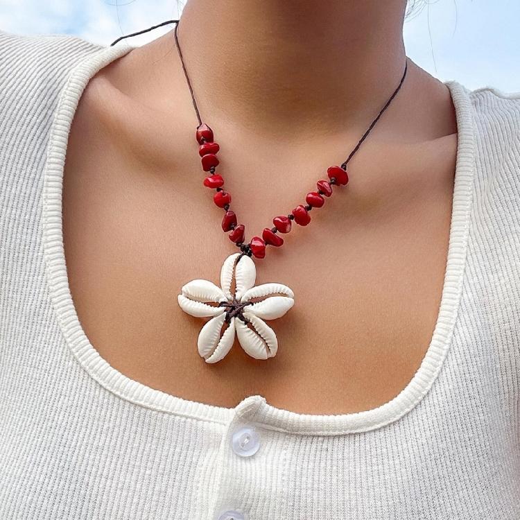 Shell Flower Pendant Necklace Ethnic Style Clavicle Chain Choker Neck Chain