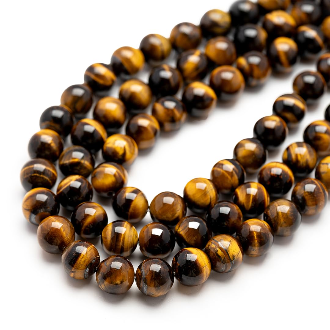 

[Kyojudo] High-Quality AAA Tiger s Eye Natural Stone, Power Stone, Single Strand (Tiger s Eye, 10mm Strand)
