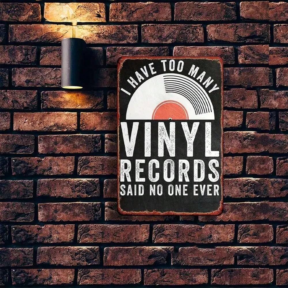 Retro Vinyl Record Player Metal Sign Wall Decor Vintage Music Collector Tin Art