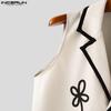 INCERUN Men Lapel Neck Sleeveless Stitching Button Casual Vest Waistcoat