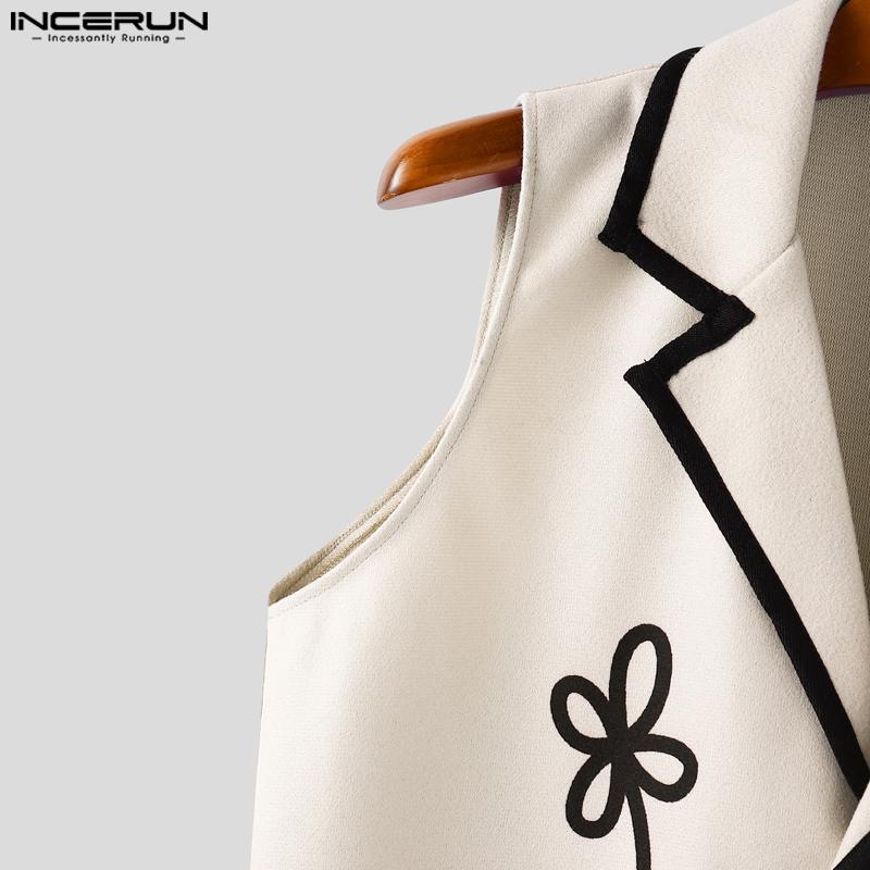 INCERUN Men Lapel Neck Sleeveless Stitching Button Casual Vest Waistcoat