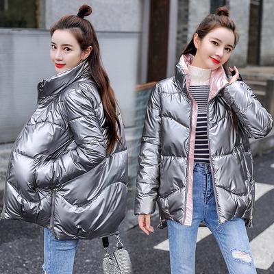 Damska ocieplana bawełną kurtka Krótki krój z kapturem i stójką Zimowa, duża, luźna, bawełniana sukienka Chleb Wyściełana bawełną kurtka damska