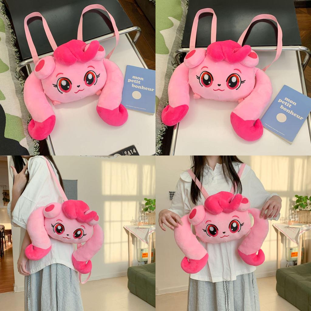 Girls Plush Pony Backpack With Zipper Closure For Daily Casual Use