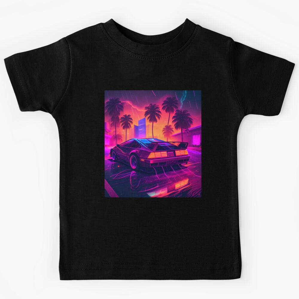Retrowave Parking Lot Scene Kids T-Shirt 100