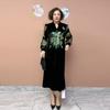 High-end Women's Velvet Dress Plus Size Long Dress Rhinestone Printed Loose Flocked A-Line Dress Spring Autumn