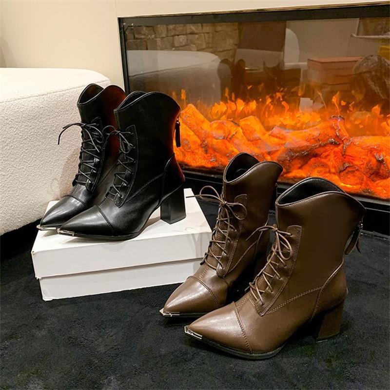New Women's Shoes: Pointed-toe High-heeled Single Boots and Short Boots